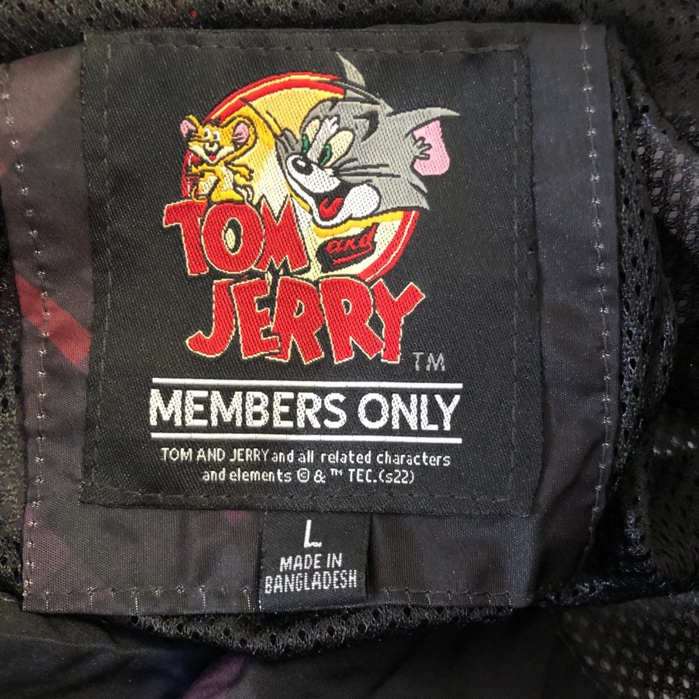 Members Only MW090421-BLK Mens Large Tom and Jerry Hooded Full Zip Windbreaker - Picture 5 of 12